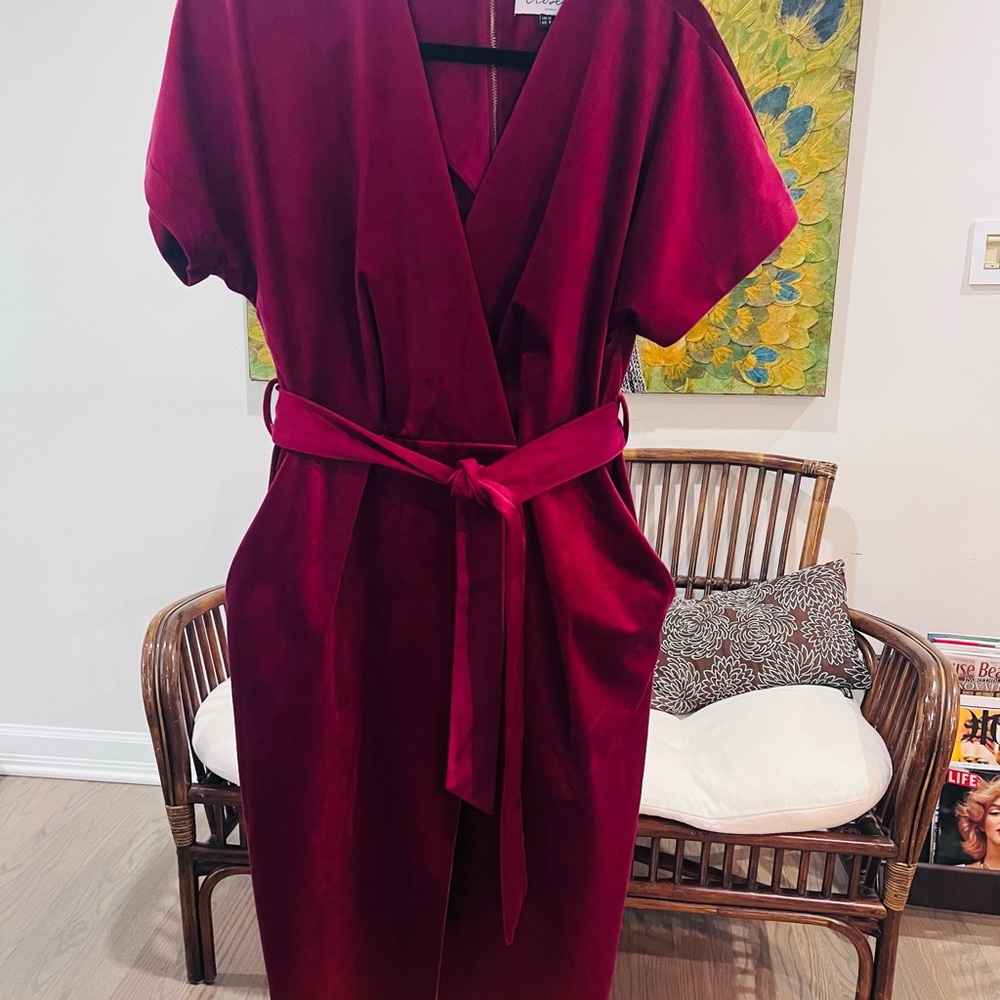 Closet Women's Wrap Dress in Rich Wine